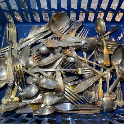 Vintage Assortment of Silver-Plated Flatware Receive all that is Pictured.