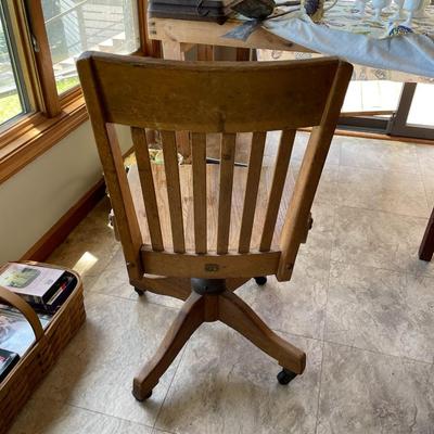 Antique Solid Oak Office Chair