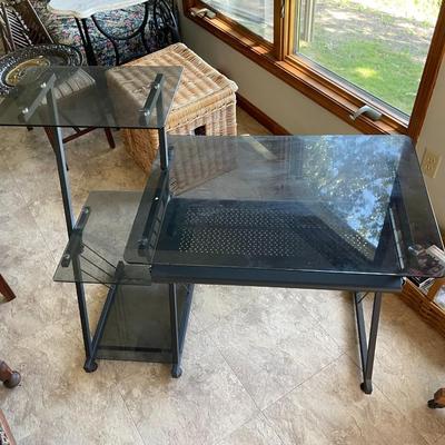 Desk - Metal with Glass Shelves