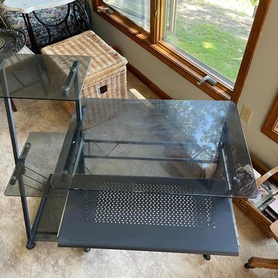 Desk - Metal with Glass Shelves