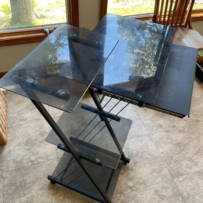 Desk - Metal with Glass Shelves
