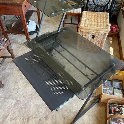 Desk - Metal with Glass Shelves