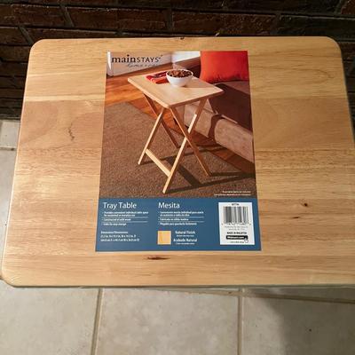 Folding Natural Wood TV Tables Plus Storage Stand (SR-RG)
