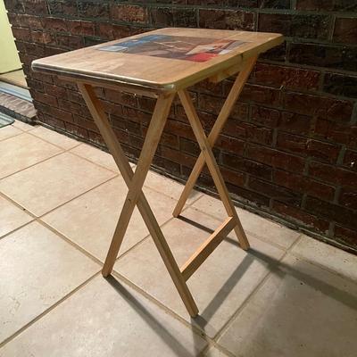 Folding Natural Wood TV Tables Plus Storage Stand (SR-RG)