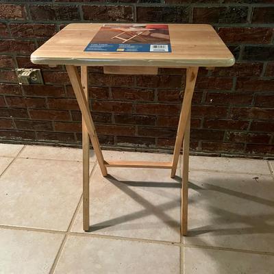 Folding Natural Wood TV Tables Plus Storage Stand (SR-RG)