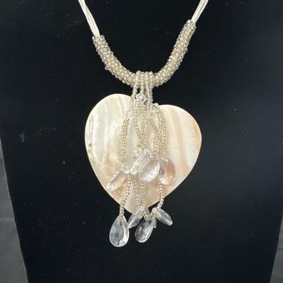 Handmade mother of pearl heart necklace