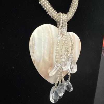 Handmade mother of pearl heart necklace