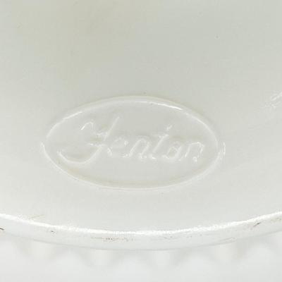 FENTON ~ Vtg. Hobnail White Milk Glass Ruffled Pedestal Cake Plate