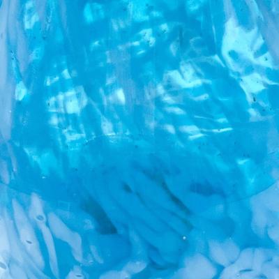 DEE BEE CO. IMPORTS ~ Pair (2) Blue Ruffle Rim Art Glass Vases