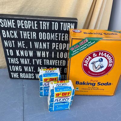 7- Fun sign, baking soda & Ivory soap