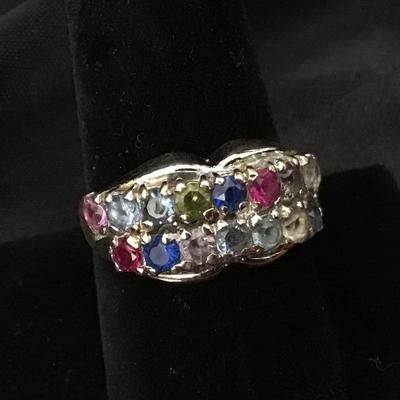 18 Kt Gold Plated Multi Colored Ring