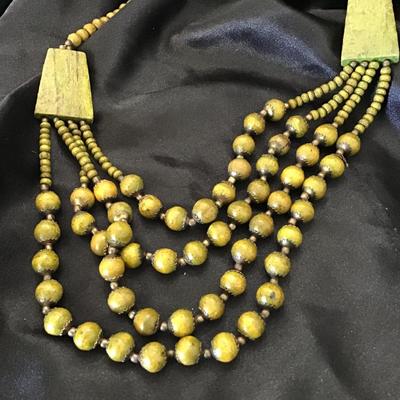 Green vintage beaded statement necklace
