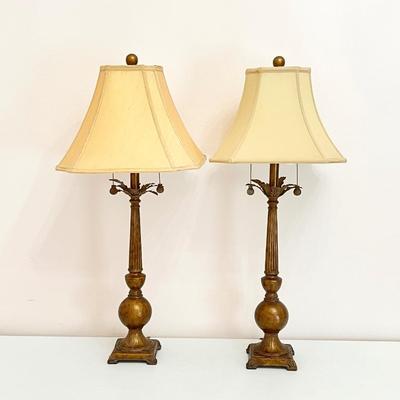 Pair (2) ~ 34” Tuscan Style Bronze table Lamps