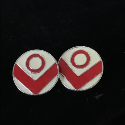 Vintage silver tone red and white design circle earrings