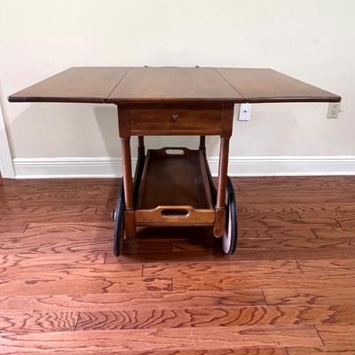 Vintage Wooden Tea Cart On Wheels
