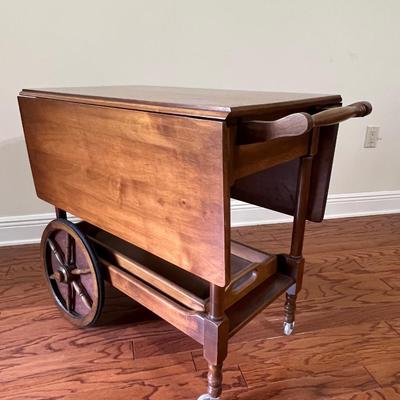 Vintage Wooden Tea Cart On Wheels