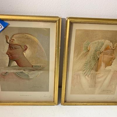 PAIR Signed Egyptian Prints Thothmes & Aahmes by Howard S Carter King Tut Discoverer