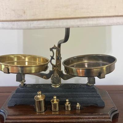 Vintage Brass Scale Cast Iron Base Night Watch Lamp