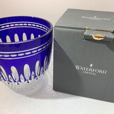 Waterford Clarendon Cobalt Blue Lead Crystal Ice Bucket In Box