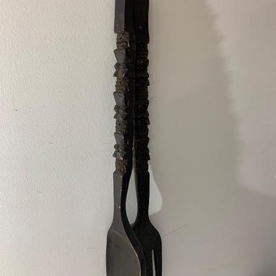 Large Wooden Vintage Fork & Spoon Wall Decor