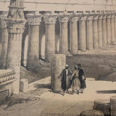 Large Lithograph - Grand Approach To The Temple of Philae Daniel Roberts