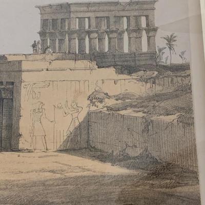 Large Lithograph - Grand Approach To The Temple of Philae Daniel Roberts