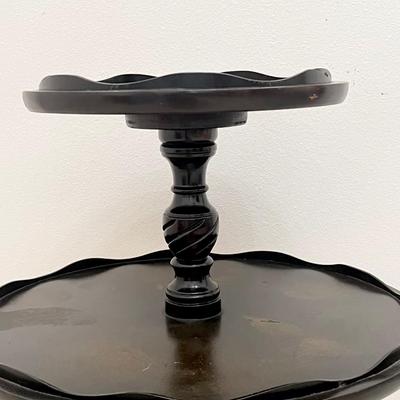 Vtg. Solid Wood Two Tiered Clawfoot Accent Table