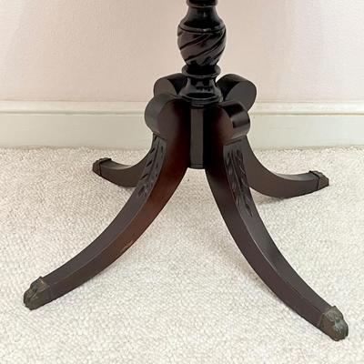 Vtg. Solid Wood Two Tiered Clawfoot Accent Table