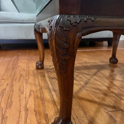 Hollywood Regency Lattice Motif Style Mahogany Wood Coffee Table