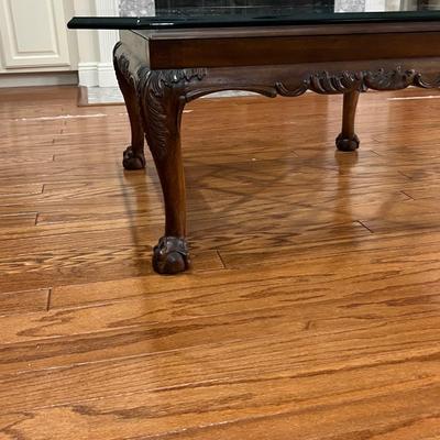 Hollywood Regency Lattice Motif Style Mahogany Wood Coffee Table