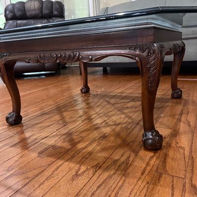 Hollywood Regency Lattice Motif Style Mahogany Wood Coffee Table