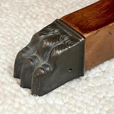 Vtg. Mahogany Leather Top Coffee Table With Metal Clawfoot Legs