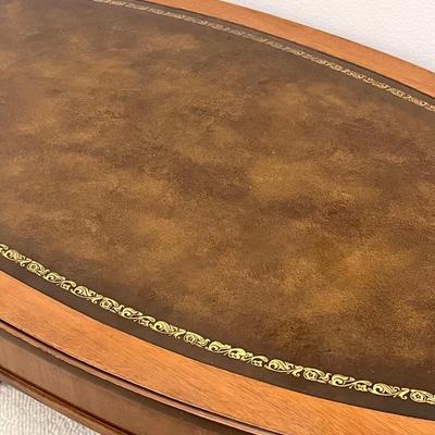 Vtg. Mahogany Leather Top Coffee Table With Metal Clawfoot Legs