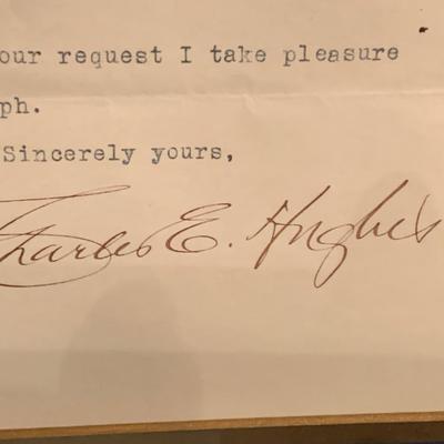 Charles Hughes Signed Note / Photo Framed