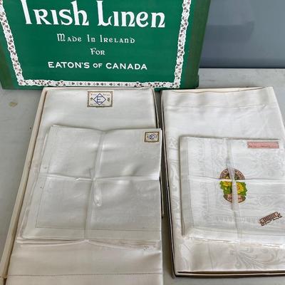 72- Eaton’s Irish Linen tablecloth & napkin set and Countess tablecloth/napkins