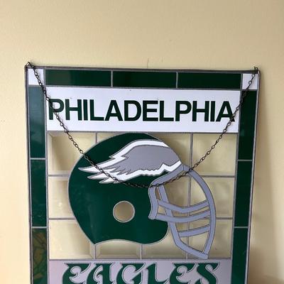 LOT 15: Philadelphia Eagles Stained Glass & Channel 6 ABC Coffee Table Book