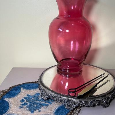 LOT 16: Vanity Decor - Vase, Mirror Tray and more