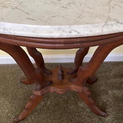 LOT 19: Vintage Victorian Side Table with Marble Top