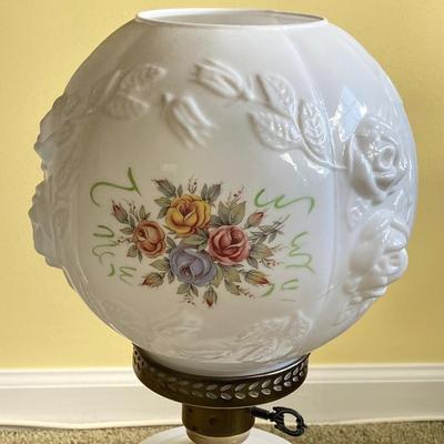 LOT 35: White Rose Parlor Lamp
