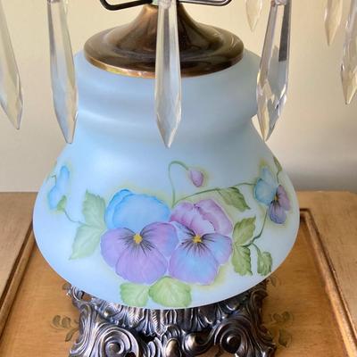 LOT 40: Pansy Floral Hurricane Lamp