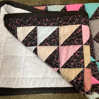 LOT 50: Vintage Wooden Quilt Rack and Two Handcrafted Quilts