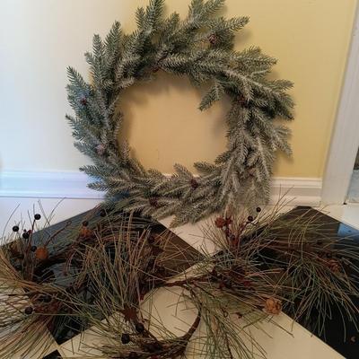 LOT 73: Christmas Wreaths, Small Tree, Lil Red Truck Haulin a Christmas Tree & More