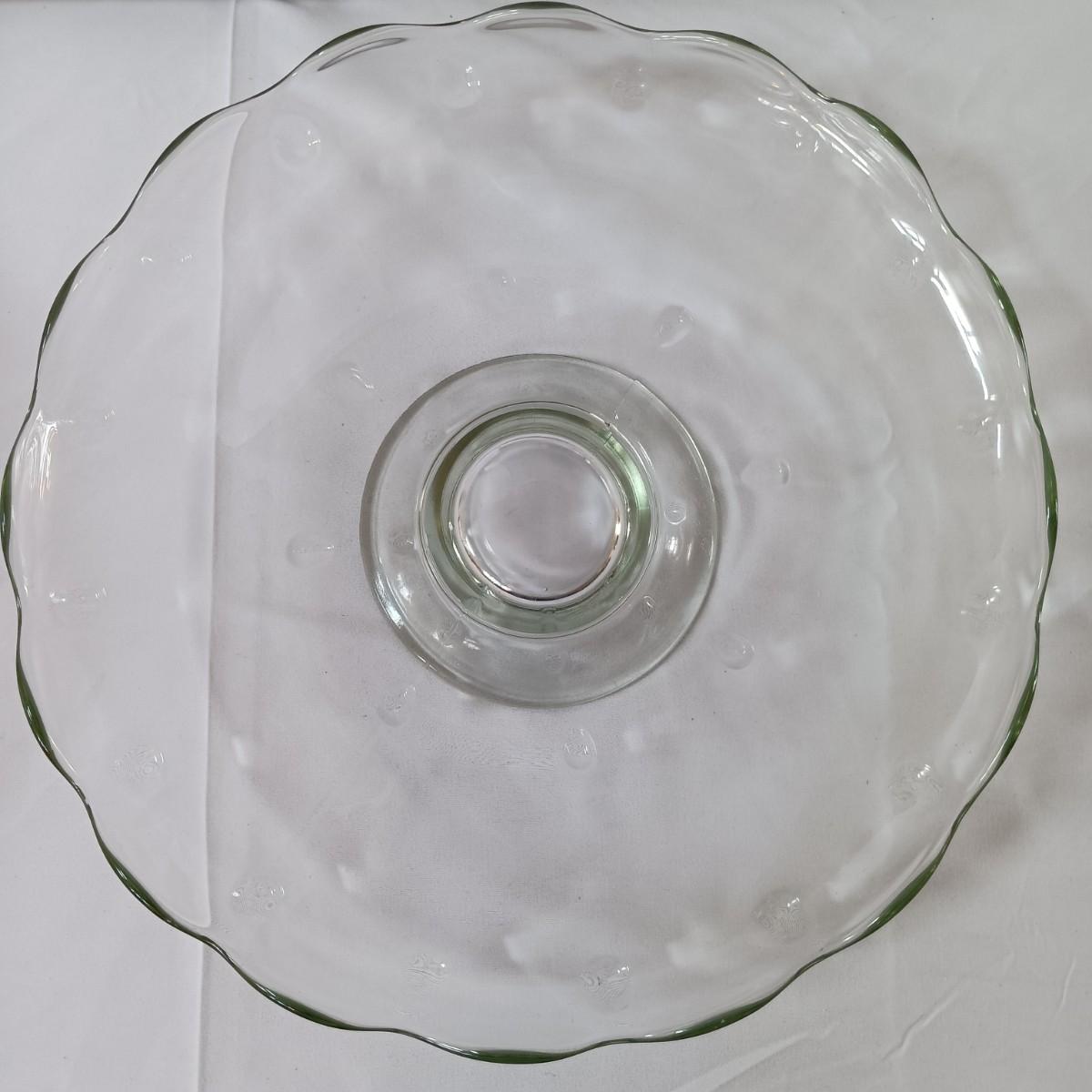 LOT 190 Princess House Teardrop Cake Stand w/ Multicolored Glass Plate