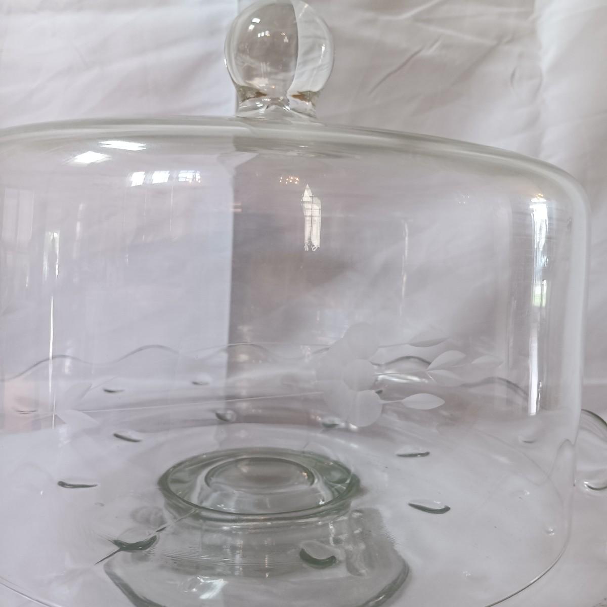 LOT 190 Princess House Teardrop Cake Stand w/ Multicolored Glass Plate