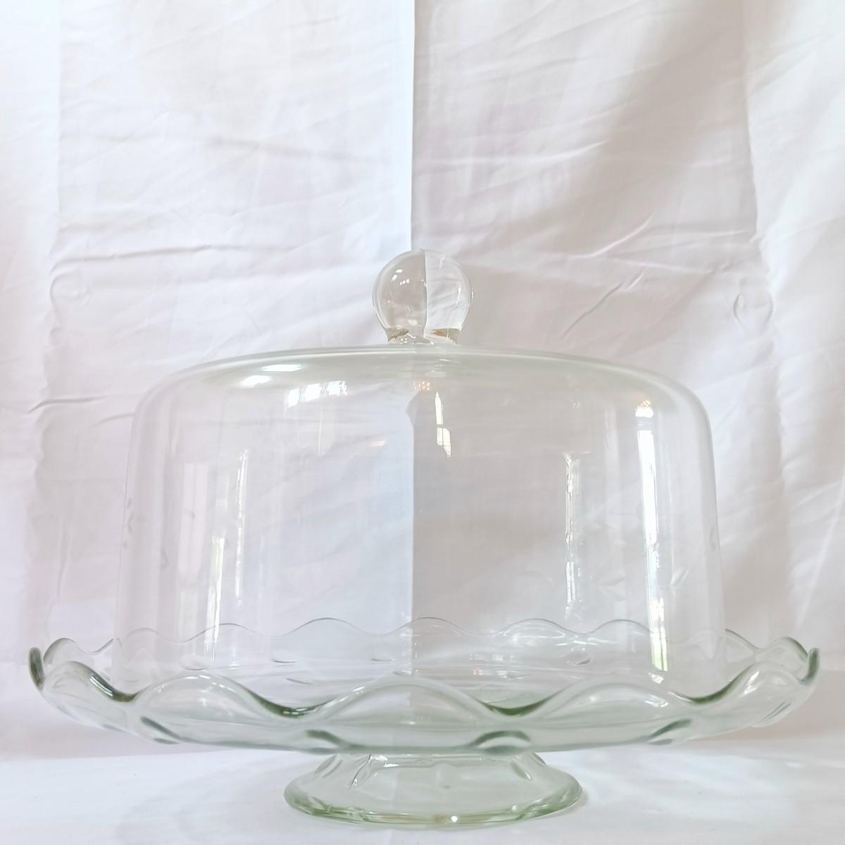 LOT 190 Princess House Teardrop Cake Stand w/ Multicolored Glass Plate