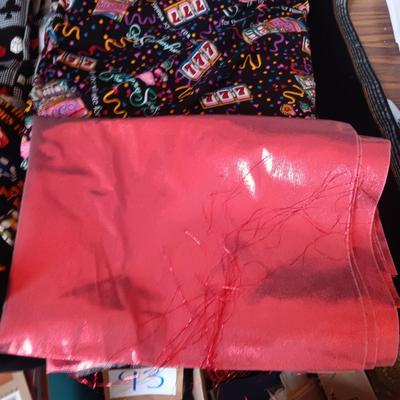 SEWING MATERIAL WITH ANTIQUE CIGAR BOXES AND GAMBLING THEMES
