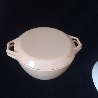COPCO DENMARK ENAMELED CAST IRON DUTCH OVEN AND SERVING BOWL