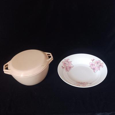 COPCO DENMARK ENAMELED CAST IRON DUTCH OVEN AND SERVING BOWL