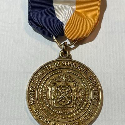 New York City Mayor Robert F. Wagner Scholastic Medal Award 1956 Presented to a Student.
