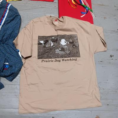COSTUMES WORN FOR A TRIBAL GATHERING AND 2 T-SHIRTS